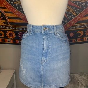 Jean Mini Skirt with Red Striped Decal